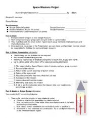 English Worksheet: Space Mission Project