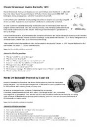 English Worksheet: Reading Comprehension - inventions by kids