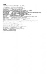 English Worksheet: Articles (elementary/pre-intermediate)