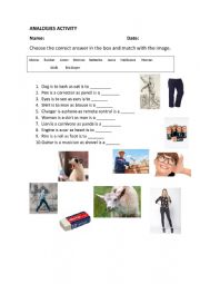 English Worksheet: Analogies