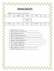 English Worksheet: analogies