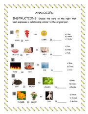 English Worksheet: Analogies.