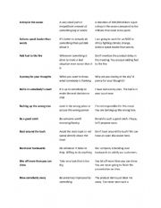 English Worksheet: Most common idioms