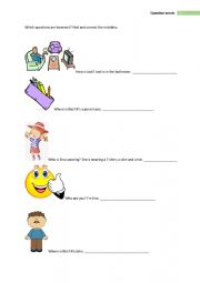 English Worksheet: Question words - find and correct the mistakes