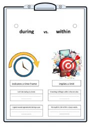 English Worksheet: during or within