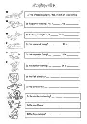 English Worksheet: animal actions-what are they doing?
