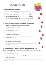 English Worksheet: Be going to I