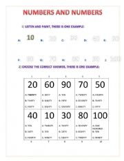 English Worksheet: Listening, reading and writing about numbers for begineers