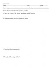 English Worksheet: Movie Notes