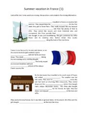 English Worksheet: Making questions: Summer vacation in France