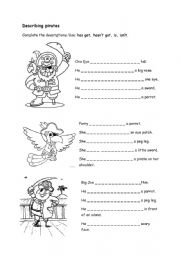 English Worksheet: Describe the pirates