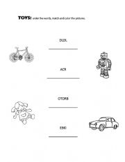 vocabulary of toys exercises