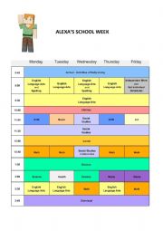 English Worksheet: School timetable reading