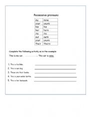 English Worksheet: Possessive pronouns