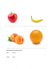 English Worksheet: fruits/match activity