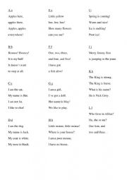 English Worksheet: Nursery Rhymes for learning letters