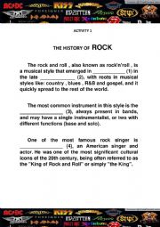 English Worksheet: rock music worksheet