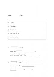 English Worksheet: Would you like