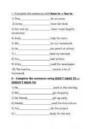 English Worksheet: Have to