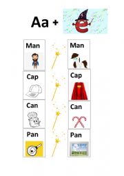 English Worksheet: Magic E craft (letter A)