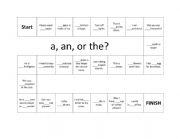 English Worksheet: article an an board game 