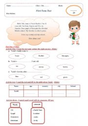 English Worksheet: Yazid is an Algerian boy