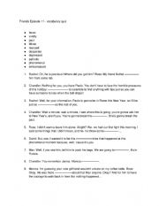English Worksheet: Friends Season 1 Episode 11 Vocabulary Quiz