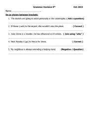 English Worksheet: Mixed Grammar exercise