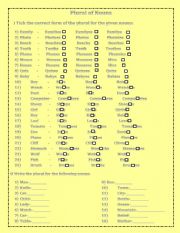 English Worksheet: PLURAL NOUN EXERCISE