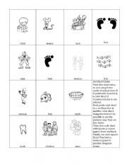 English Worksheet: Memory game/irregular nouns
