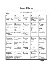 English Worksheet: The Gerund game