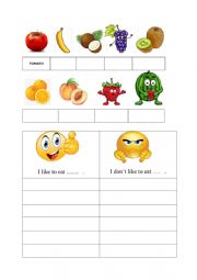 Fruits and vegetables worksheets