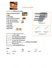 English Worksheet: Pumpkin Pie Recipe