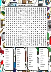 English Worksheet: Thigs At Home Wordsearch