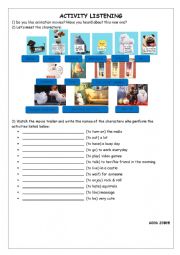 English Worksheet: Listening Movie Pet