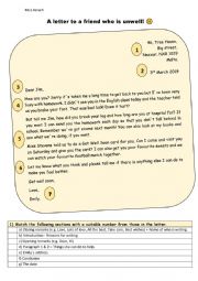 English Worksheet: A letter to an unwell friend