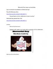 English Worksheet: Memorial day activities