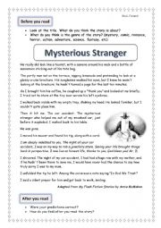 English Worksheet: Mysterious Stranger Prose extract