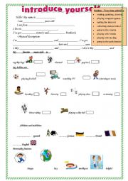 introduce yourself worksheet 