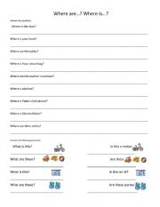 English Worksheet: WHERE IS/ARE