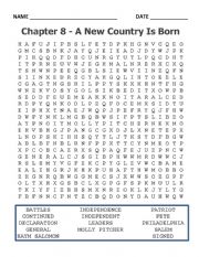 Wordsearch - History - A New Country is Born: America