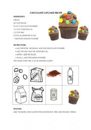 English Worksheet: Chocolate cupcakes recipe