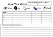 English Worksheet: look say cover write check