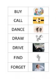 English Worksheet: Verbs Memory Game