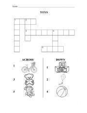 English Worksheet: Toys crossword