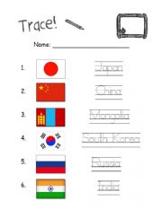 English Worksheet: Flags of Asia