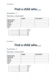 English Worksheet: have family