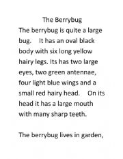 English Worksheet: The Berry Bug