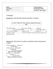 English Worksheet: Test for 7th grade