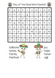 English Worksheet: Day of the Dead Worksheet for kids